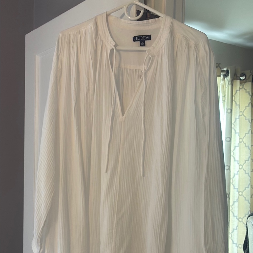J. Crew White Gauzy Dress with tie belt